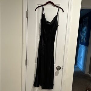 Elegant Black Satin Slip Dress